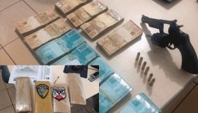 Dinheiro, diamantes e drogas são apreendidos em ação da PM na BR-429