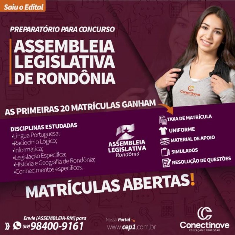 Assembleia Legislativa de RO publica edital de concurso público no diário oficial