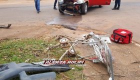 Grave acidente de trânsito é registrado no Centro de Rolim de Moura