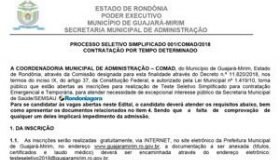 Abertas inscrições para Prefeitura de Guajará-Mirim com salários de até R$...