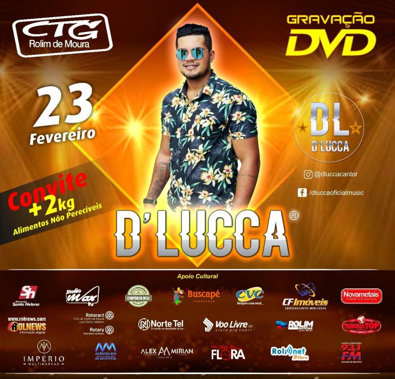 D’Lucca grava seu primeiro DVD neste sábado, em Rolim de Moura