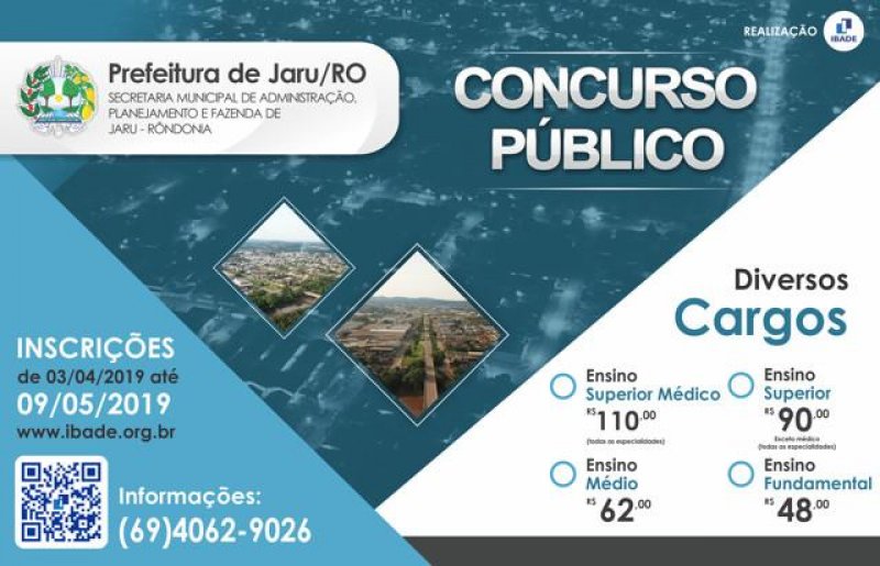 Prefeitura de Jaru, Câmara Municipal e Jaru-Previ lançam editais de concurso com mais de 100 vagas