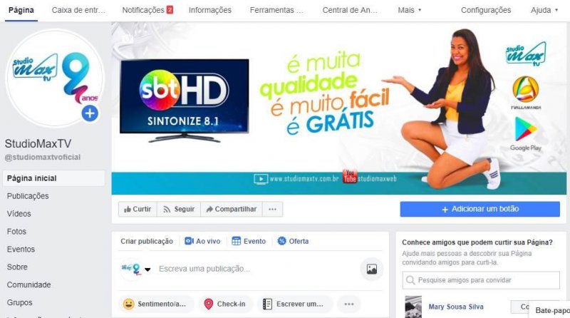Após página da StudioMaxTV ser “hackeada” no Facebook nova página é lançada