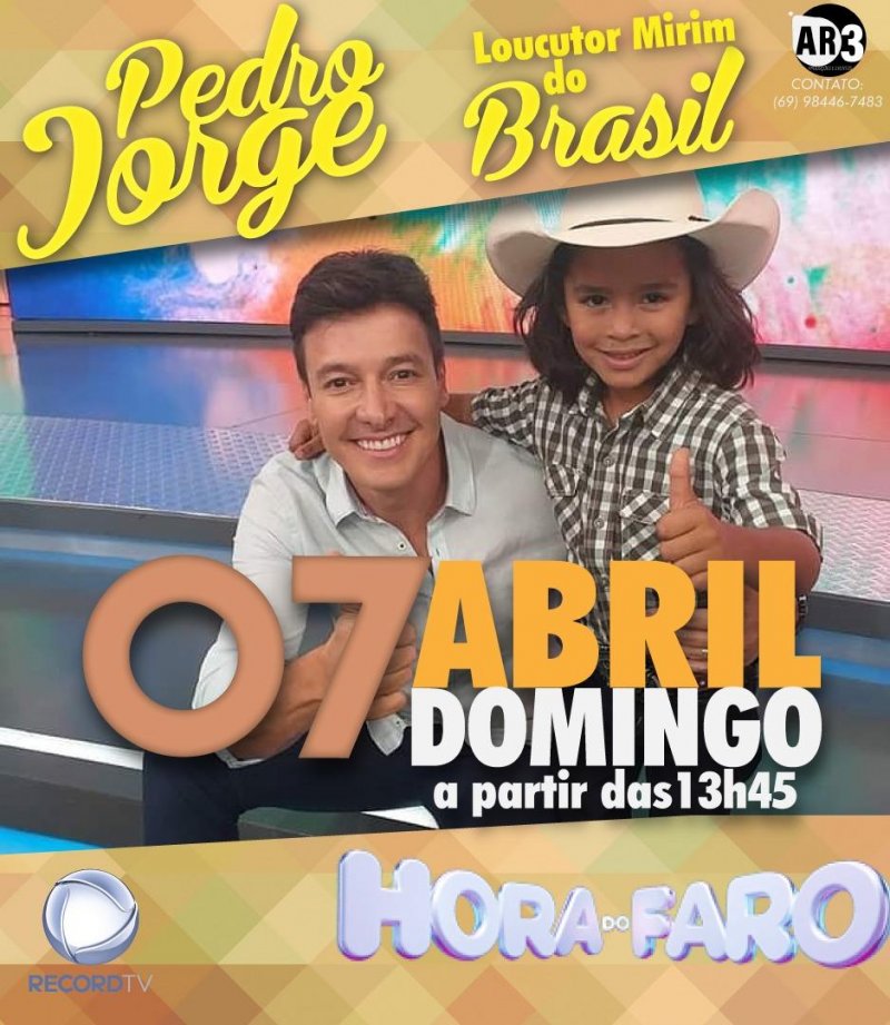 Locutor Mirim de Rondônia fará participação no programa Hora do Faro, da Record TV