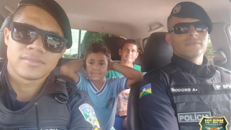 Foto 2 da matéria: Polícia Militar do 10º BPM em Migrantinópolis realiza sonho de criança ao participar de aniversário surpresa