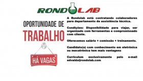 Vaga de emprego na Rondolab para departamento de assistência técnica