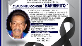 Nota de falecimento Claudinei Conguí “ Barrerito”