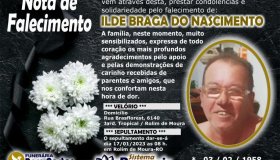 Nota de Falecimento: ILDE BRAGA DO NASCIMENTO