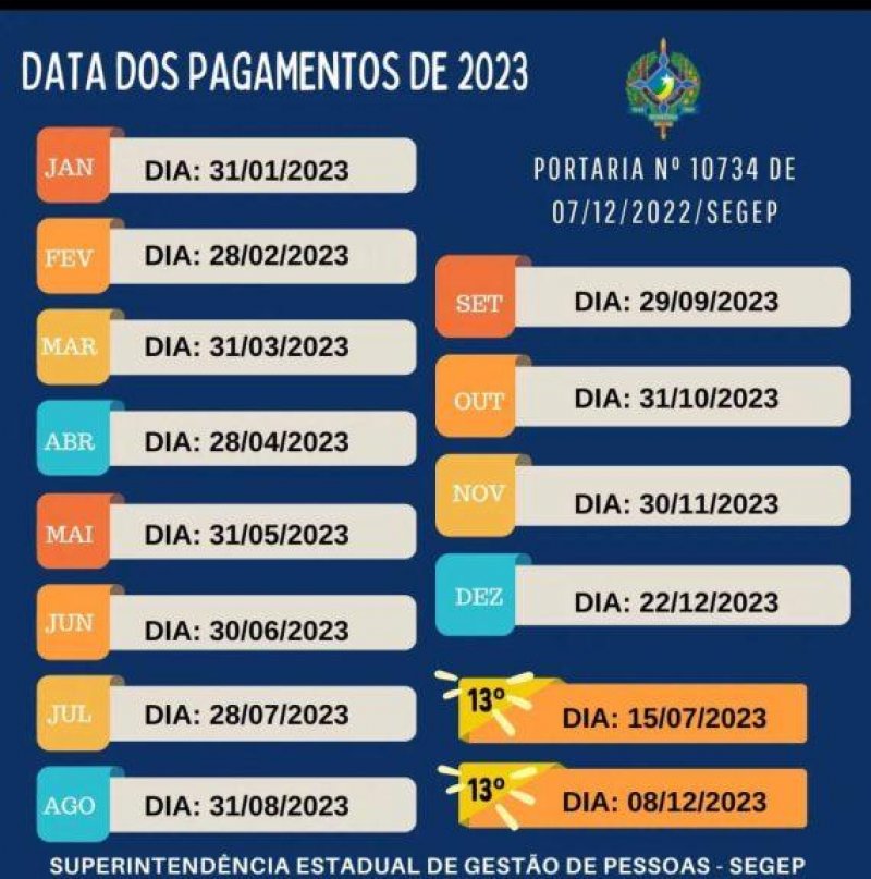Calendário anual de pagamento dos servidores do Estado é divulgado