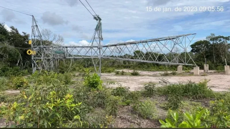 Torre de energia de Vilhena foi a última derrubada em Rondônia — Foto: Aneel/Divulgação