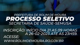 Prefeitura de Rolim de Moura anuncia teste seletivo para 18 vagas na Secretaria...