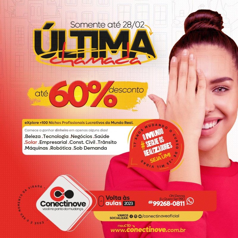 ÚLTIMA CHAMADA: Conectinove está com 60% de desconto em vários cursos