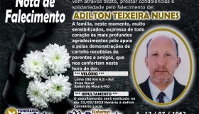 Nota de falecimento Adilton Teixeira Nunes