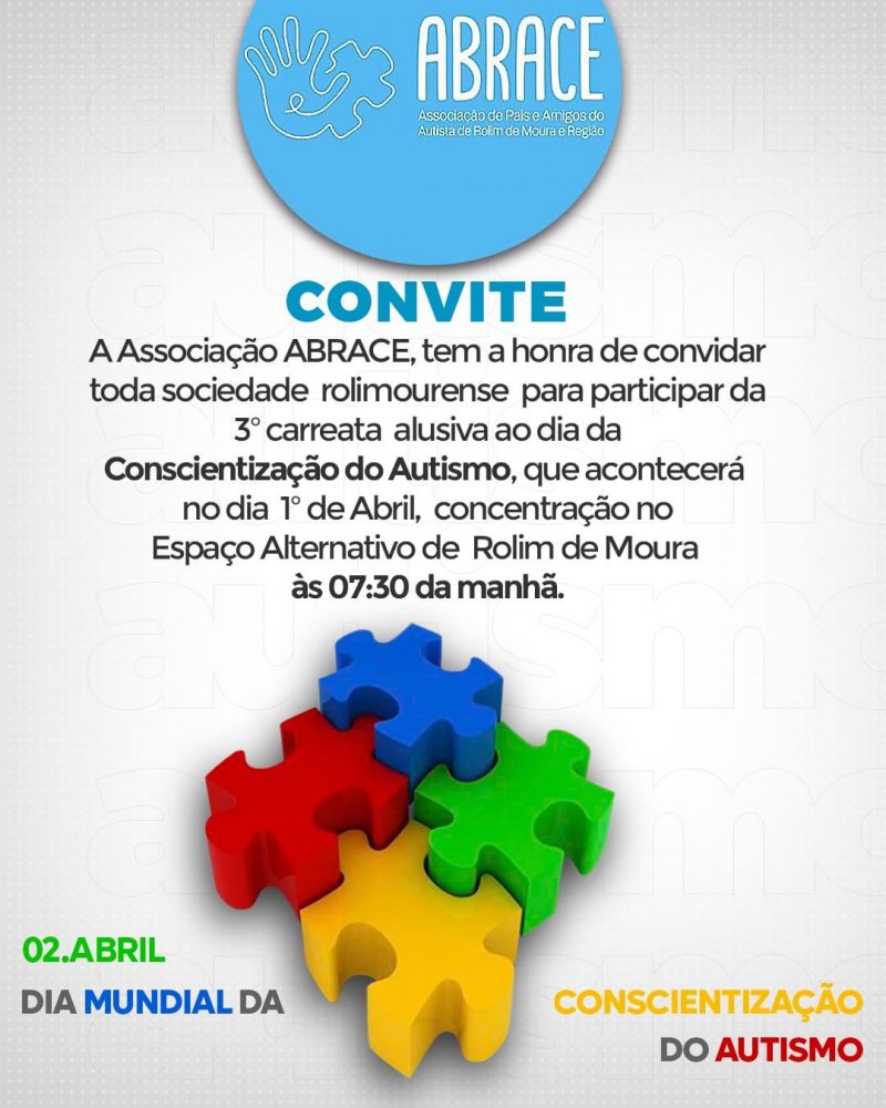 ABRACE anuncia em Rolim , 3ª carreata sobre conscientização do Transtorno do Espectro Autista