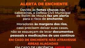 Defesa Civil de Rolim de Moura emite ALERTA LARANJA de chuvas intensas