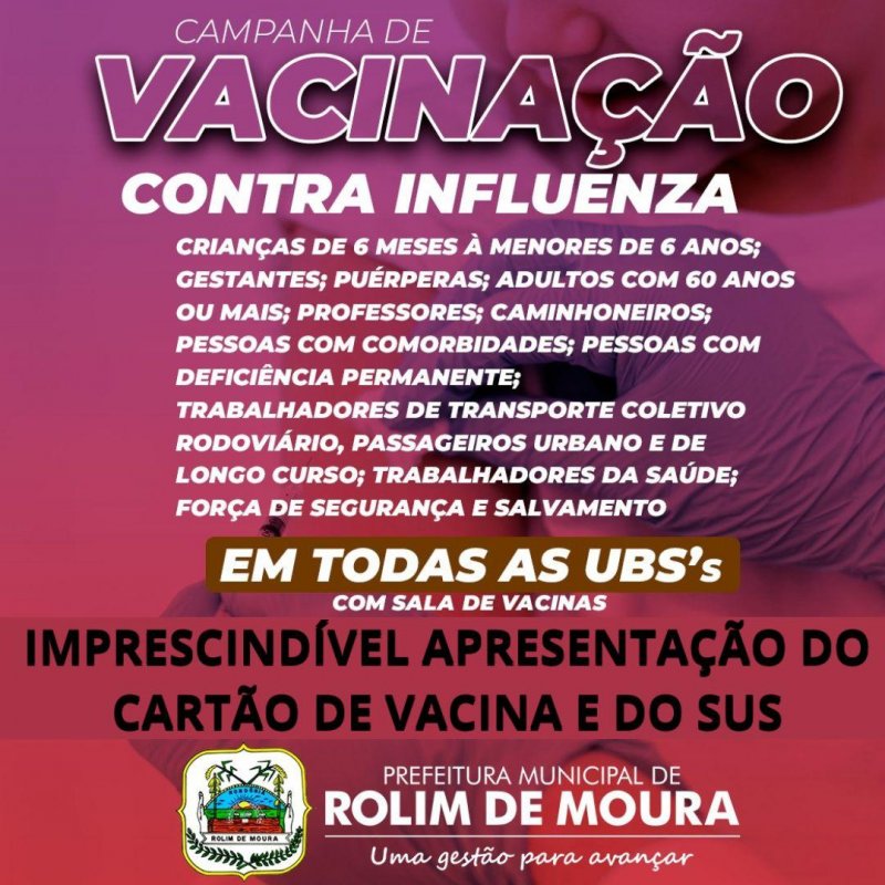 SEMUSA inicia campanha de vacinação contra a gripe em Rolim de Moura