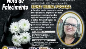 Nota de Falecimento de Edna Viera Fogaça