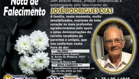 Nota de falecimento José Rodrigues Dias