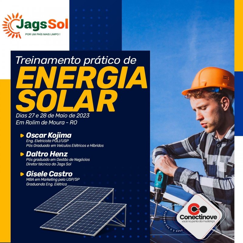 Conectinove e Jags Sol estão com inscrições abertas para o treinamento prático de energia solar