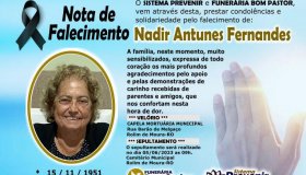 Nota de falecimento pela morte de Nadir Antunes Fernandes