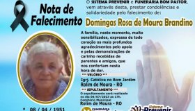 Nota de falecimento: Domingas Rosa de Moura Brandino