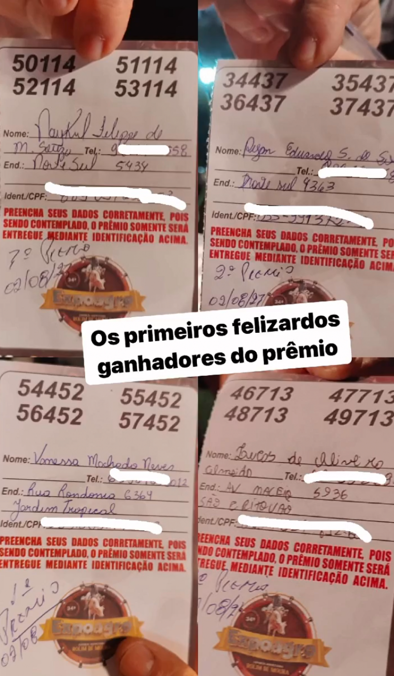 Confira os ganhadores da 1ª noite de sorteios do Show de Prêmios da 34ª Expoagro