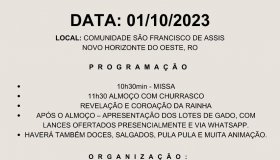 CONVITE: Comunidade São Francisco de Assis realiza 1º Leilão Comunitário em...
