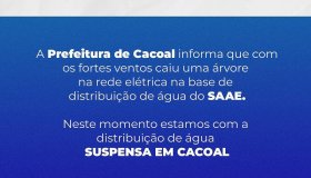 Devido queda de árvore e falha elétrica, SAAE comunica interrupção...