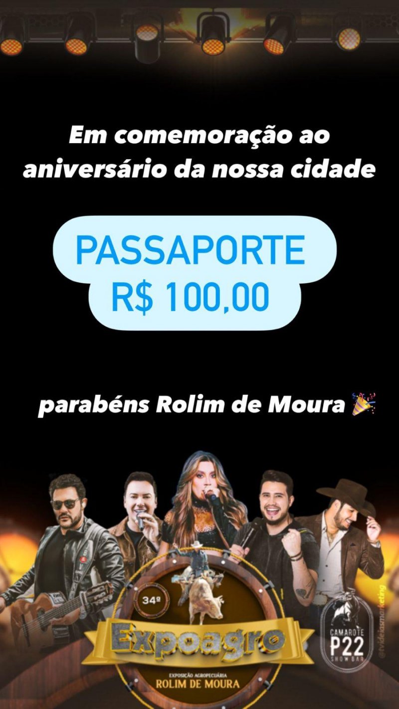 Em comemoração aos 40 anos de Rolim de Moura, passaporte da 34ª Expoagro estará sendo vendido a R$ 100,00 neste sábado, 05