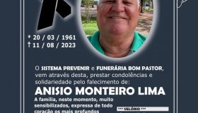 Nota de falecimento pela morte de Anísio Monteiro de Lima