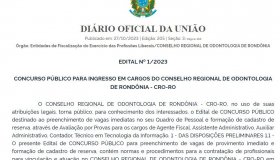 Conselho Regional de Odontologia de Rondônia divulga edital de concurso com...