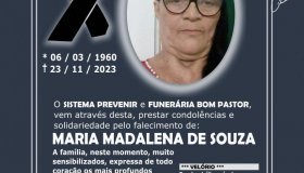 Nota de Falecimento de Maria Madalena de Souza