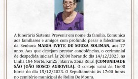 Nota de falecimento: Maria Ivete de Souza Soliman