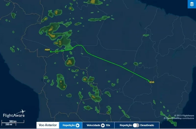Voo da Latam desvio de Porto Velho e pousou no Acre — Foto: FlightAware/Reprodução