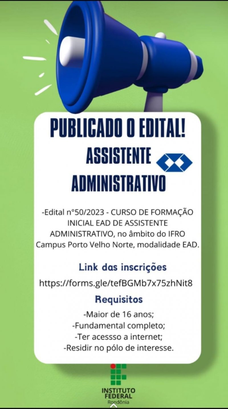 Ifro oferece curso de qualificação EAD para Assistente Administrativo