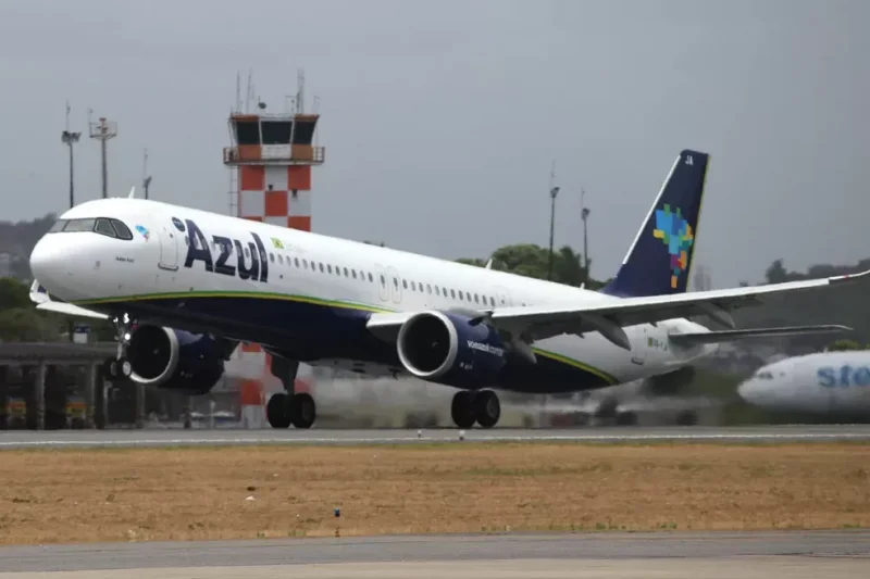 Aeronave da Azul pousando — Foto: Azul Linhas Aéreas/Divulgação