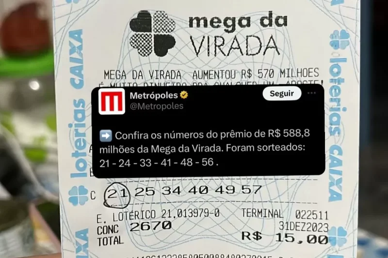 Chegou perto! Homem mostra bilhete “quase premiado” da Mega da Virada