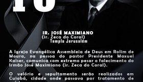 NOTA DE FALECIMENTO DO IR. JOSÉ MAXIMIANO