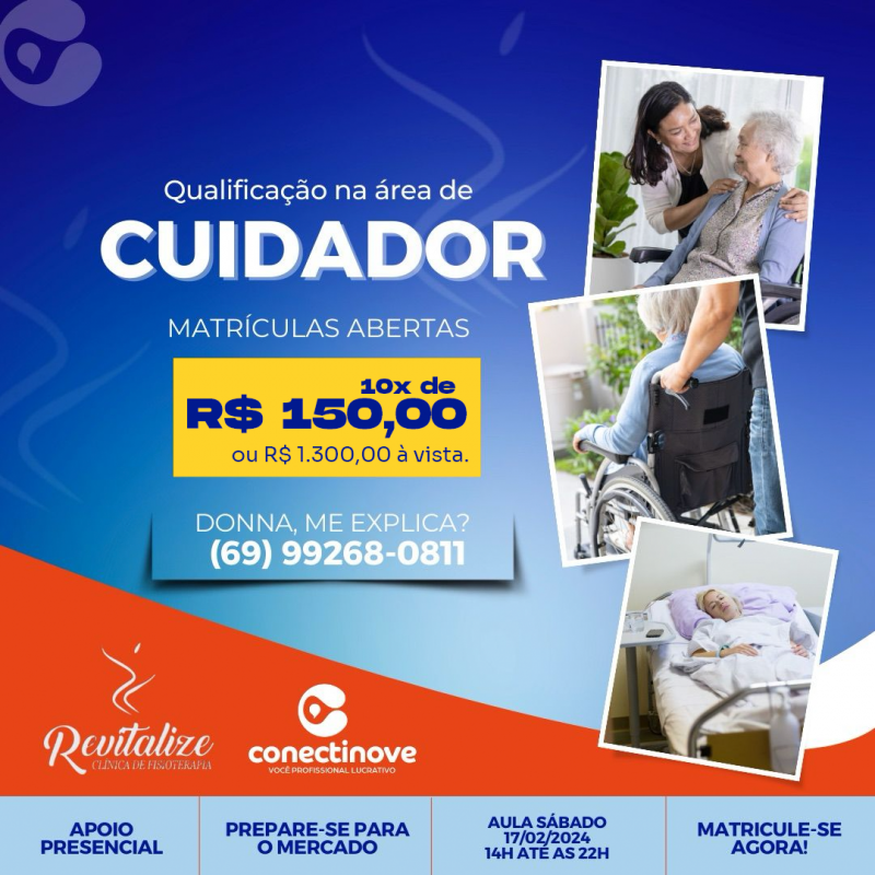 Conectinove abre vagas para o curso profissionalizante de Cuidador