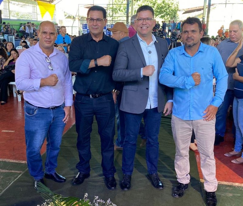 Prefeito Aldo Júlio recebe governador Marcos Rocha durante abertura do ano letivo em Rolim de Moura