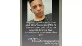 Familiares pedem ajuda para jovem de 18 anos de Novo Horizonte que se acidentou...