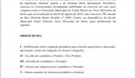 Edital de convenção União Brasil- Novo Horizonte do Oeste