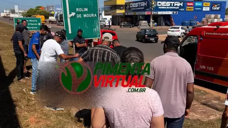 Foto 3 da matéria: Ao tentar resgatar rapaz que ameaçava se jogar, bombeiro é puxado e acaba caindo de viaduto em Pimenta Bueno