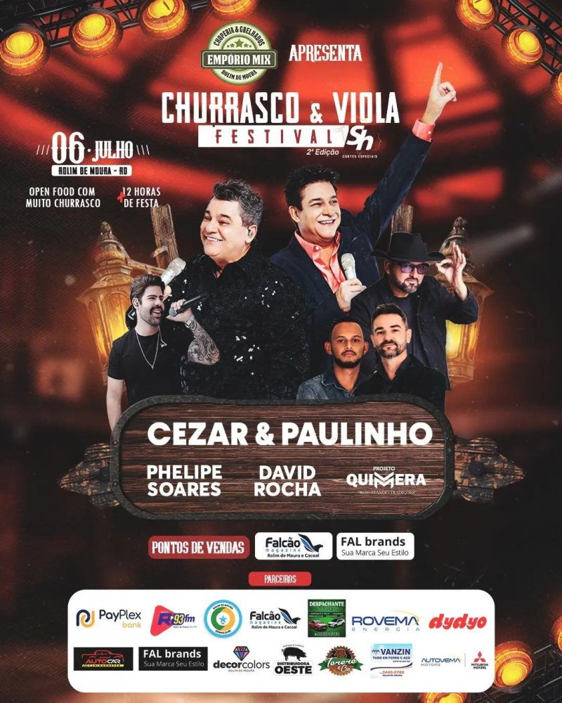 É neste Sábado: 2ª edição do Churrasco & Viola Festival de Carnes SH promete agitar Rolim de Moura; ainda tem mesas a venda