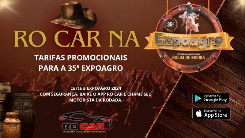 ROCAR: O Aplicativo de Mobilidade Urbana terá o melhor preço para a Expoagro em Rolim de Moura