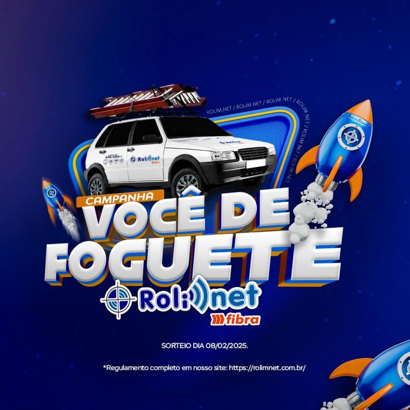Rolim Net lança promoção ‘Você de Foguete Rolim Net’ e vai sortear um Super Uno Mille com escada no teto