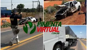 Colisão entre carro e carreta na BR-364 mobiliza bombeiros e PRF em Pimenta...