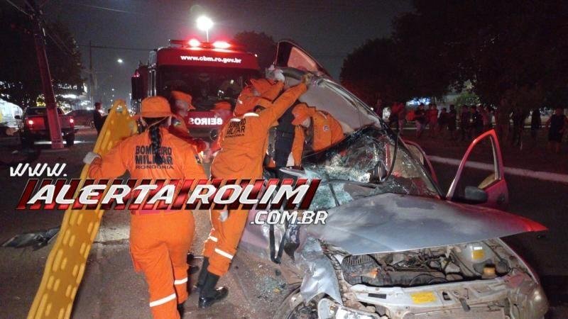 Grave acidente de trânsito foi registrado nessa noite no Centro de Rolim de Moura