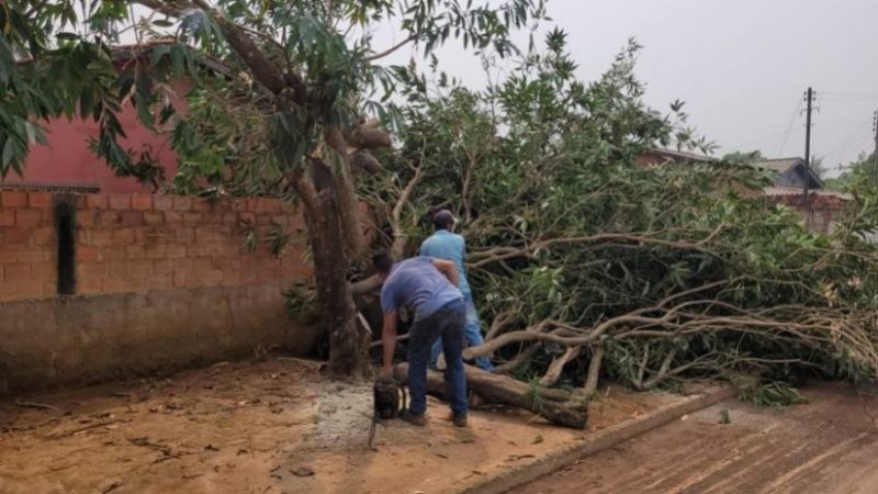 Foto 1 da matéria: Vendaval destrói residências e destelha comércios em Governador Jorge Teixeira, RO