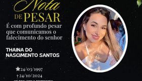 Nota de falecimento pela morte de Thaina do Nascimento Santos